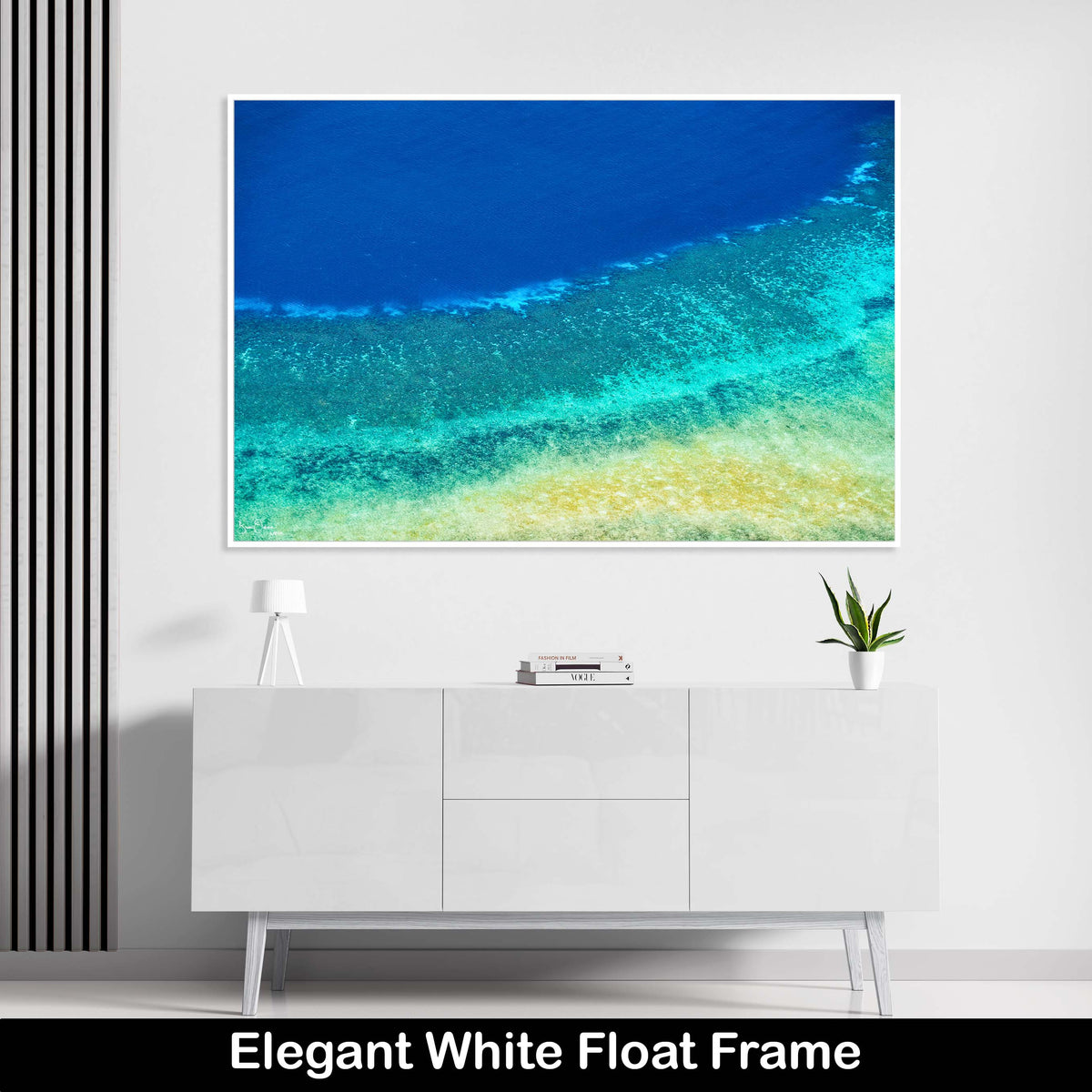 Abstract Luxury Float Frame Wall Art Print Colorful Pattern Blue Yellow Turquoise