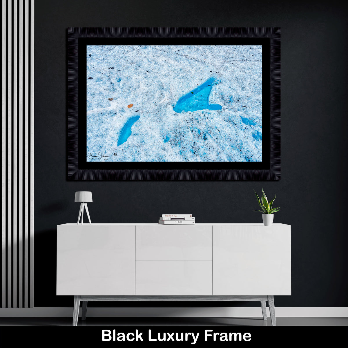 Abstract Winter Blue White Snow Framed Wall Art Print Ice Textures