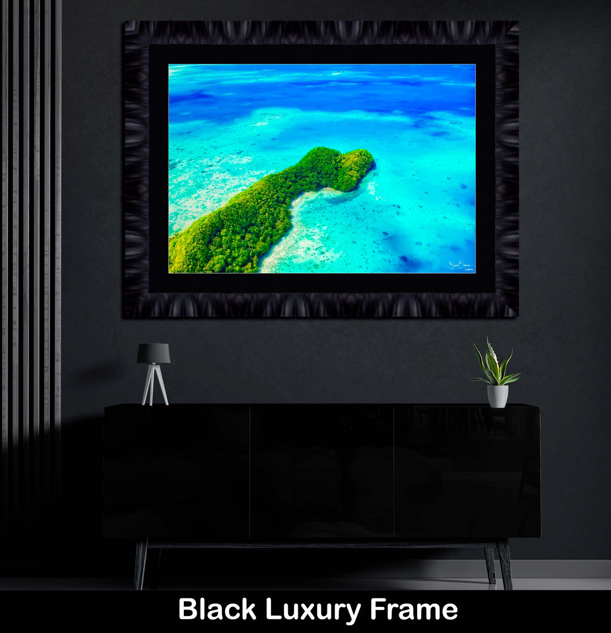 Aqua Turquoise Blue Framed Luxury Wall Art Print Tropical Beach
