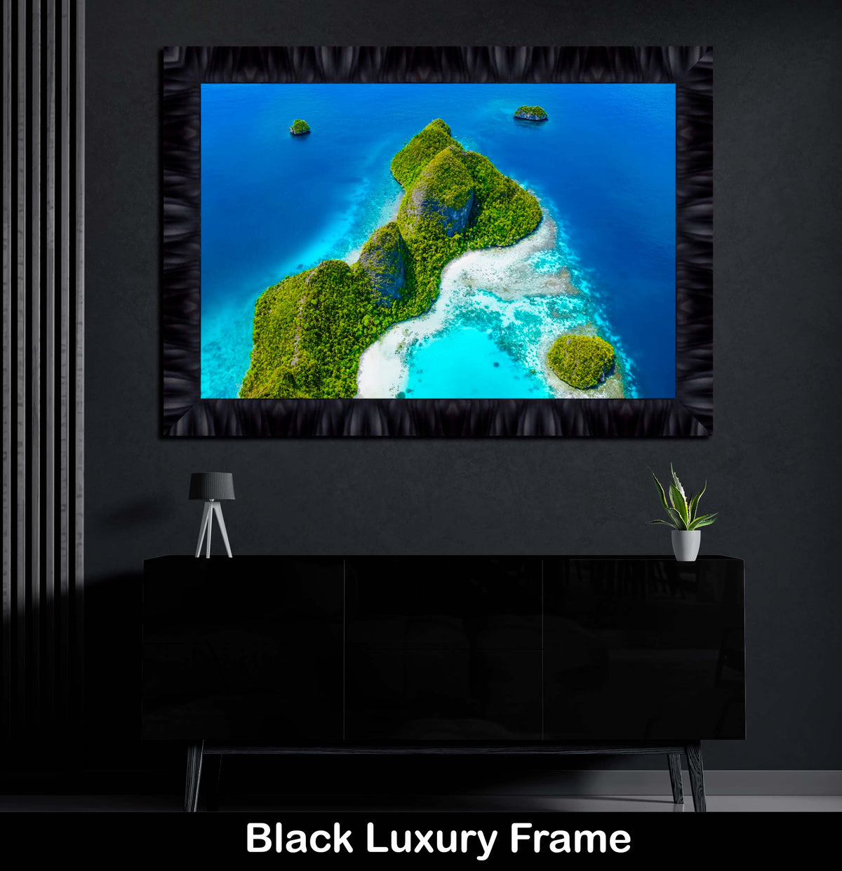 Blue Ocean Large Framed Luxury Wall Art Print Turquoise Tropical Coral Reefs