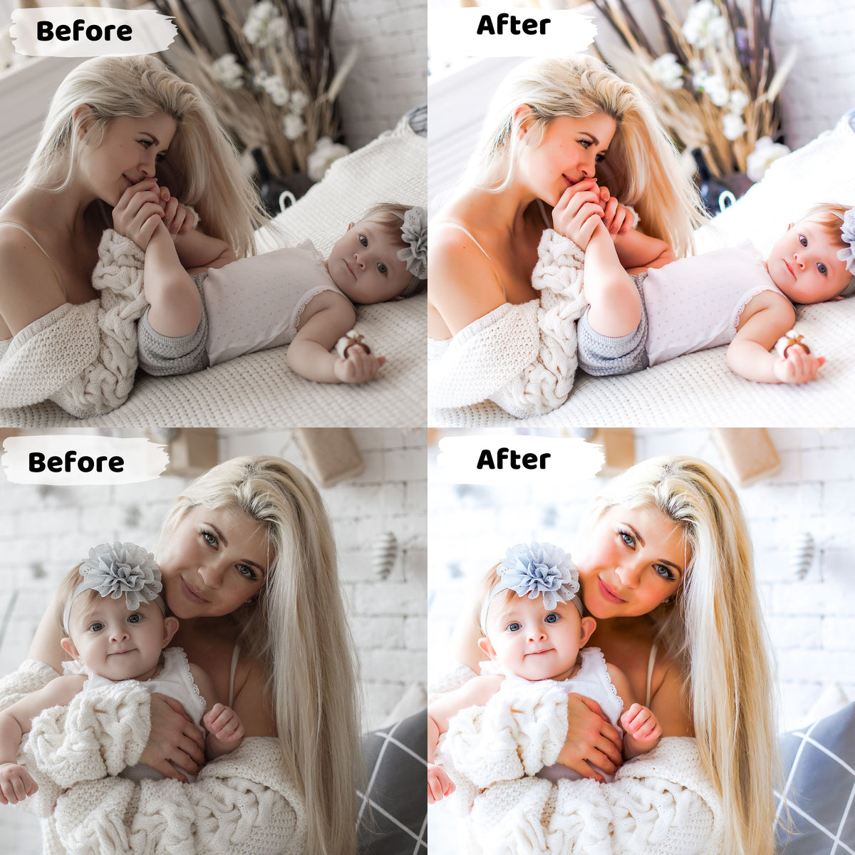 Lightroom Presets Baby Portraits. Light And Airy Presets for Baby and Mother.
