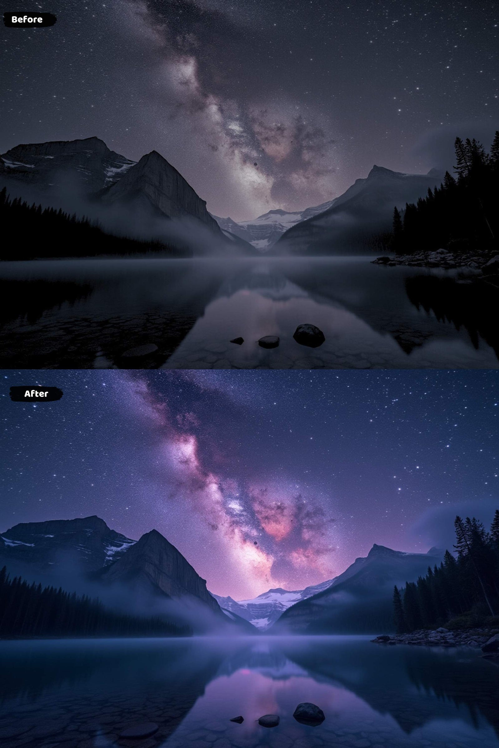 Milky Way Astrophotography: Before and After Lightroom Preset Enhancement