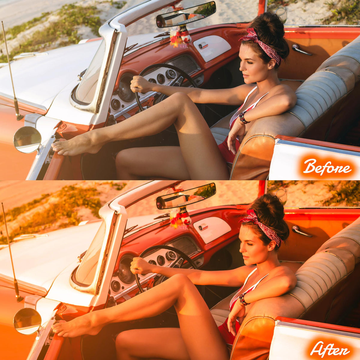 Before and After Lightroom Vintage Presets