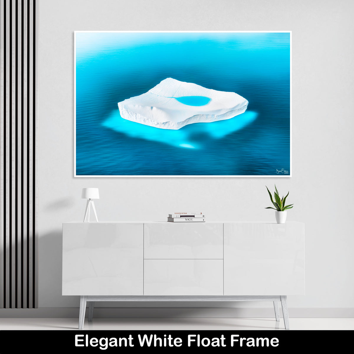 Blue Modern Float Frame Wall Art Print Iceberg Acrylic