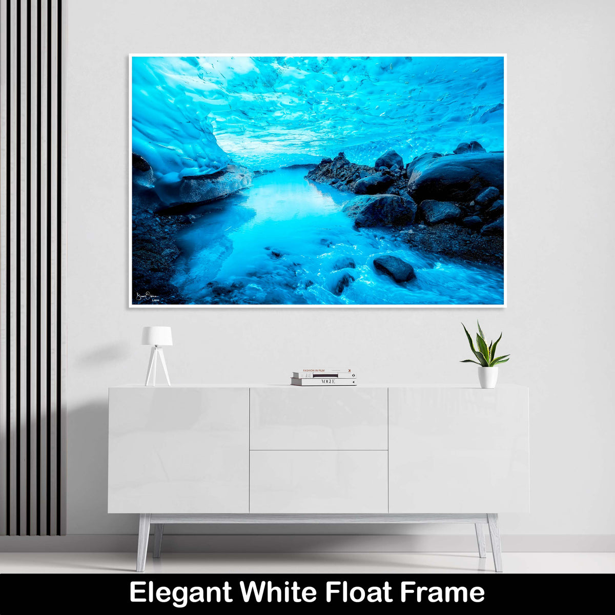 Blue River Wall Art Print Ice Cave Acrylic Float Frame Fine Art
