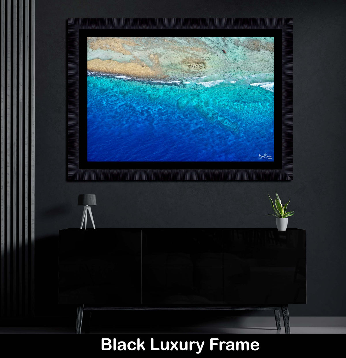 Coral Reef Ocean Large Framed Wall Art Print Blue Sea Artwork