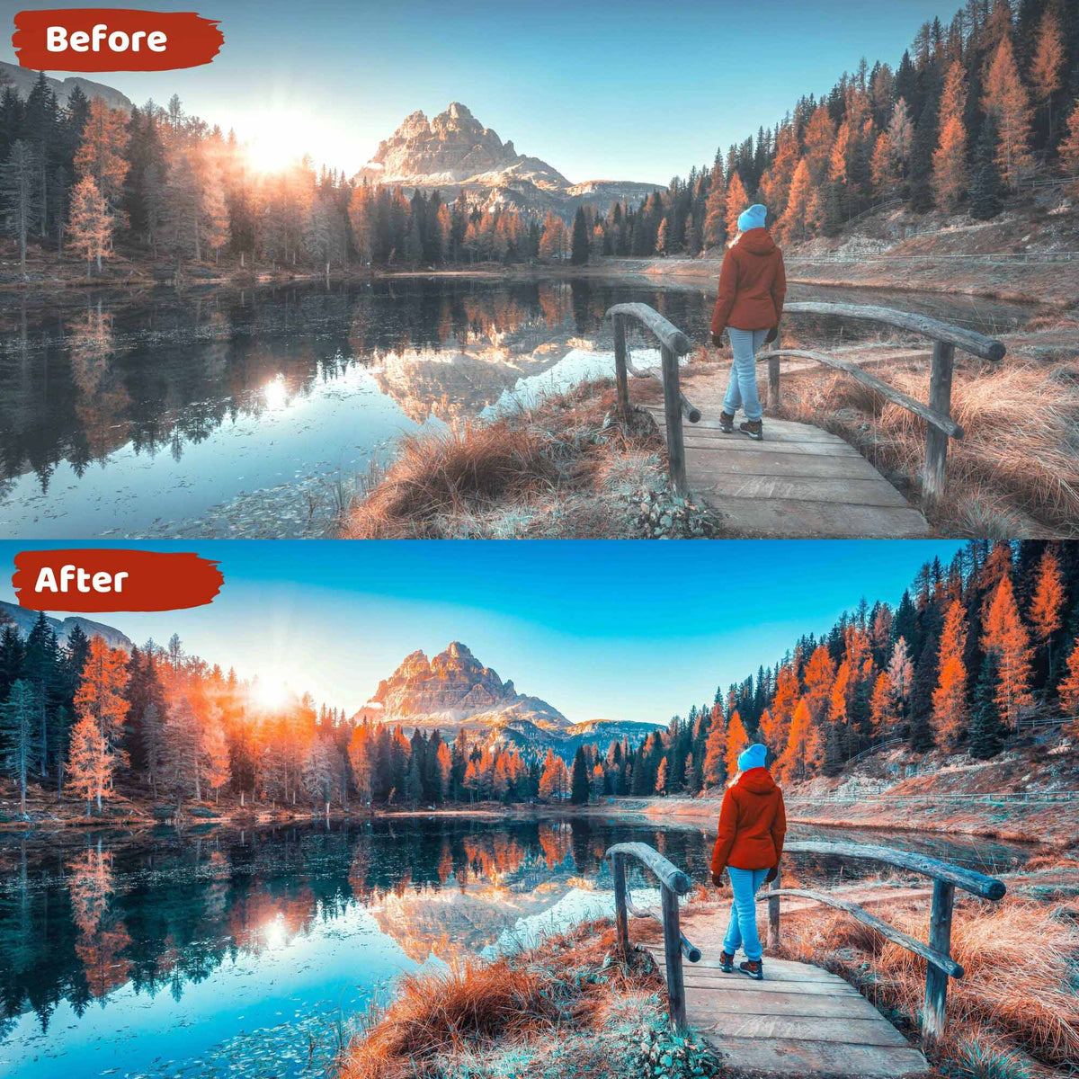 Fall Video Presets Before and After Comparison