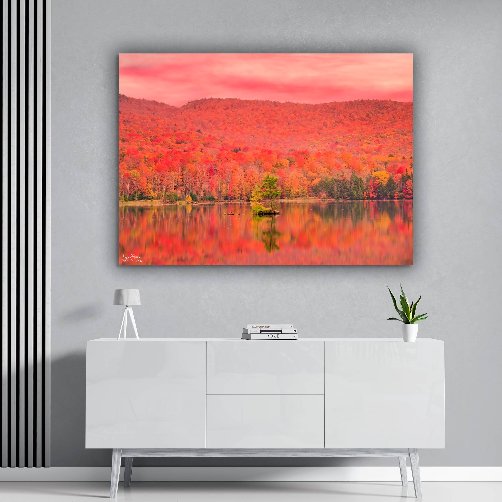Framed-Fall-Luxury-Wall-Art-Print-Autumn-Reflection-Lake