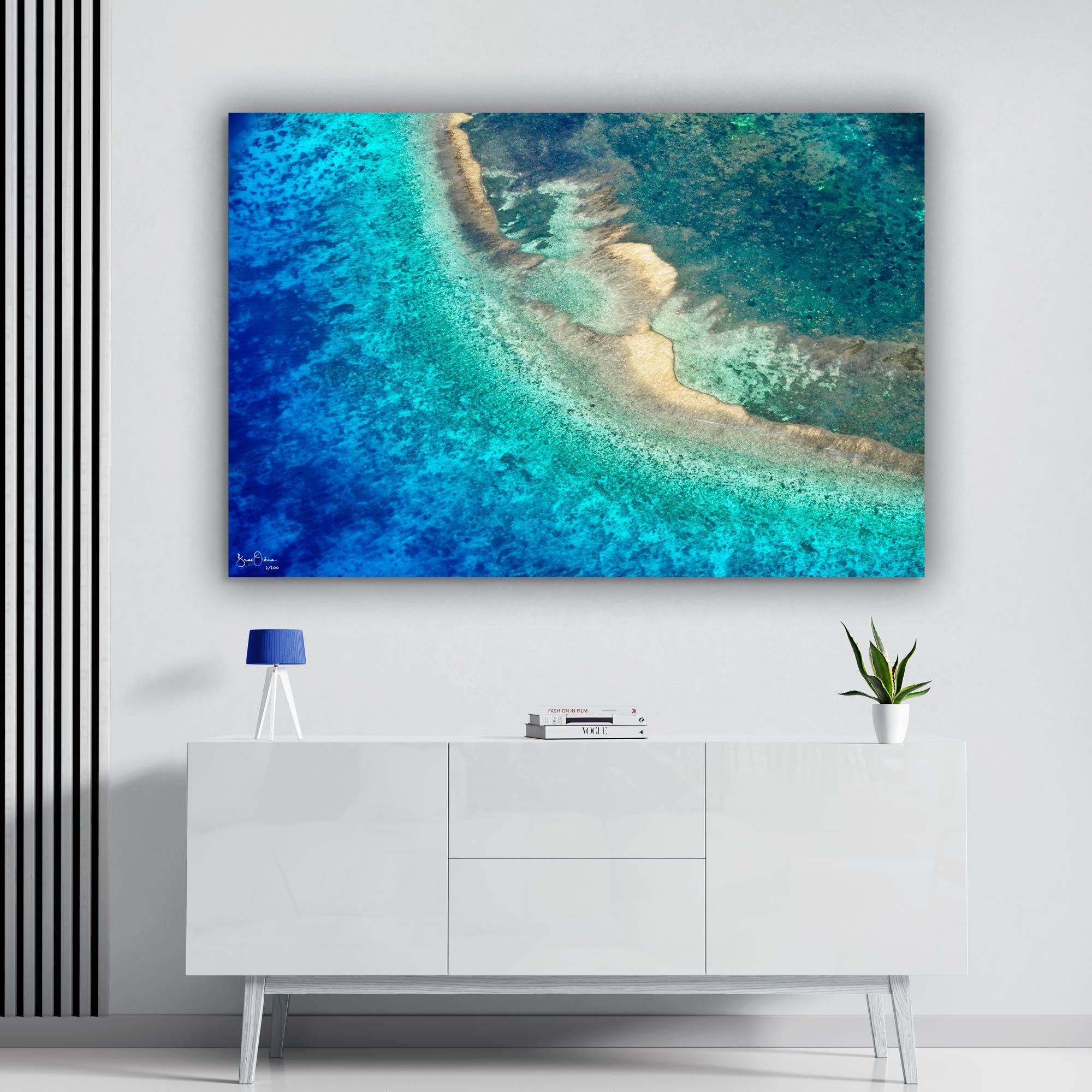 Large Abstract Luxury Wall Art | Coastal Blue Ocean | Modern