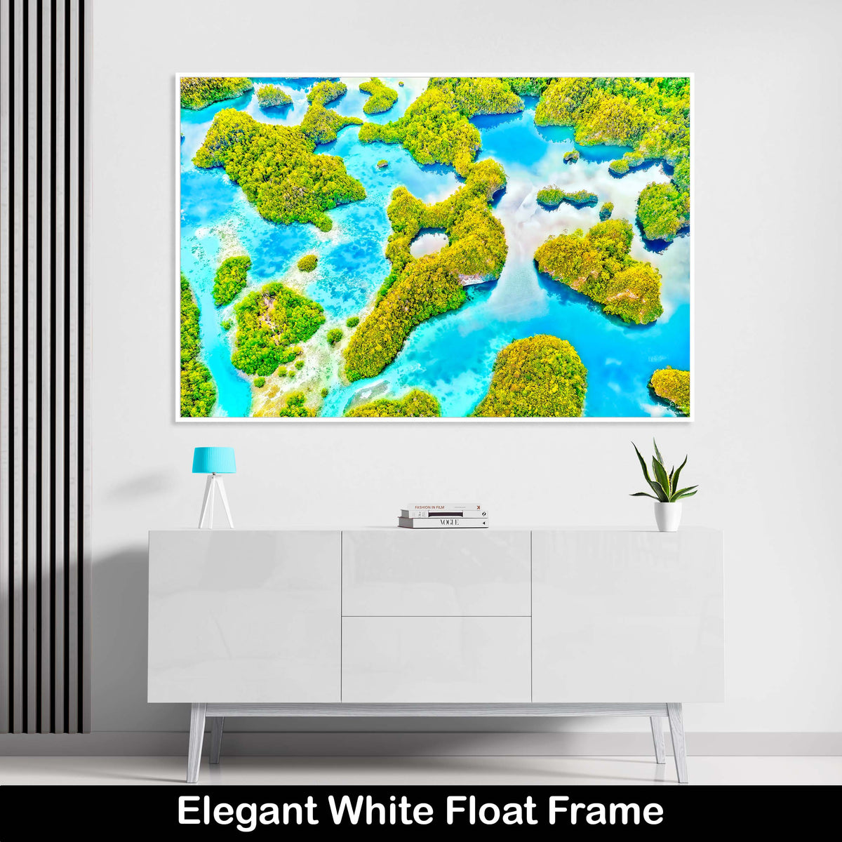 Luxury-Wall-Art-Tropical-Nature-Aerial-Green-Aqua_Float-Frame-White