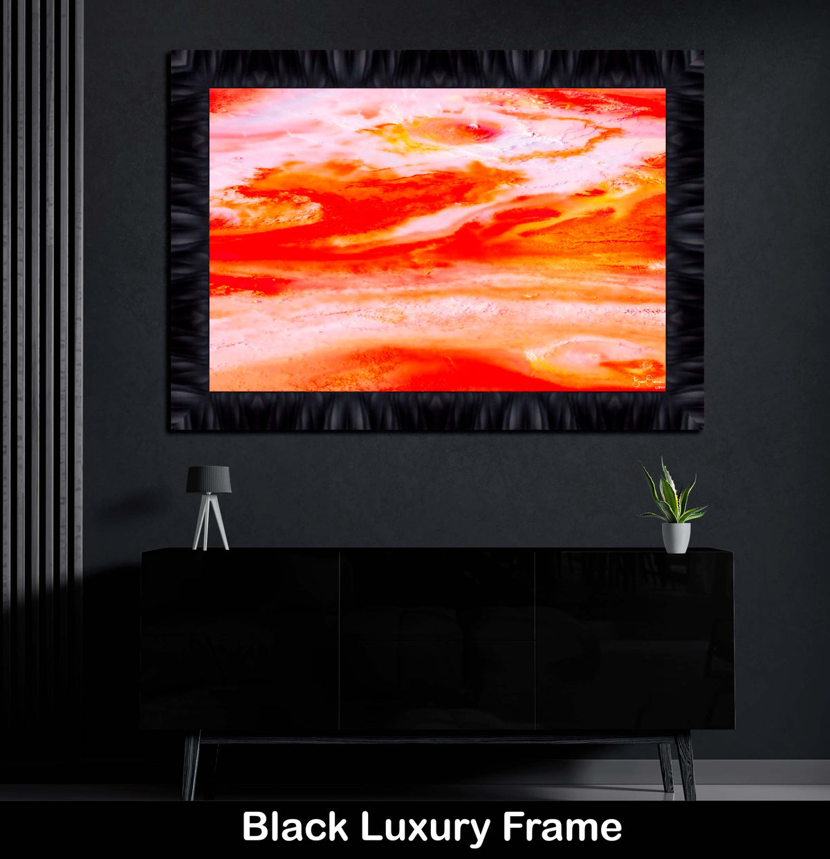 Luxury Framed Wall Art Abstract Orange Red Pattern Textures - Fiery Crater