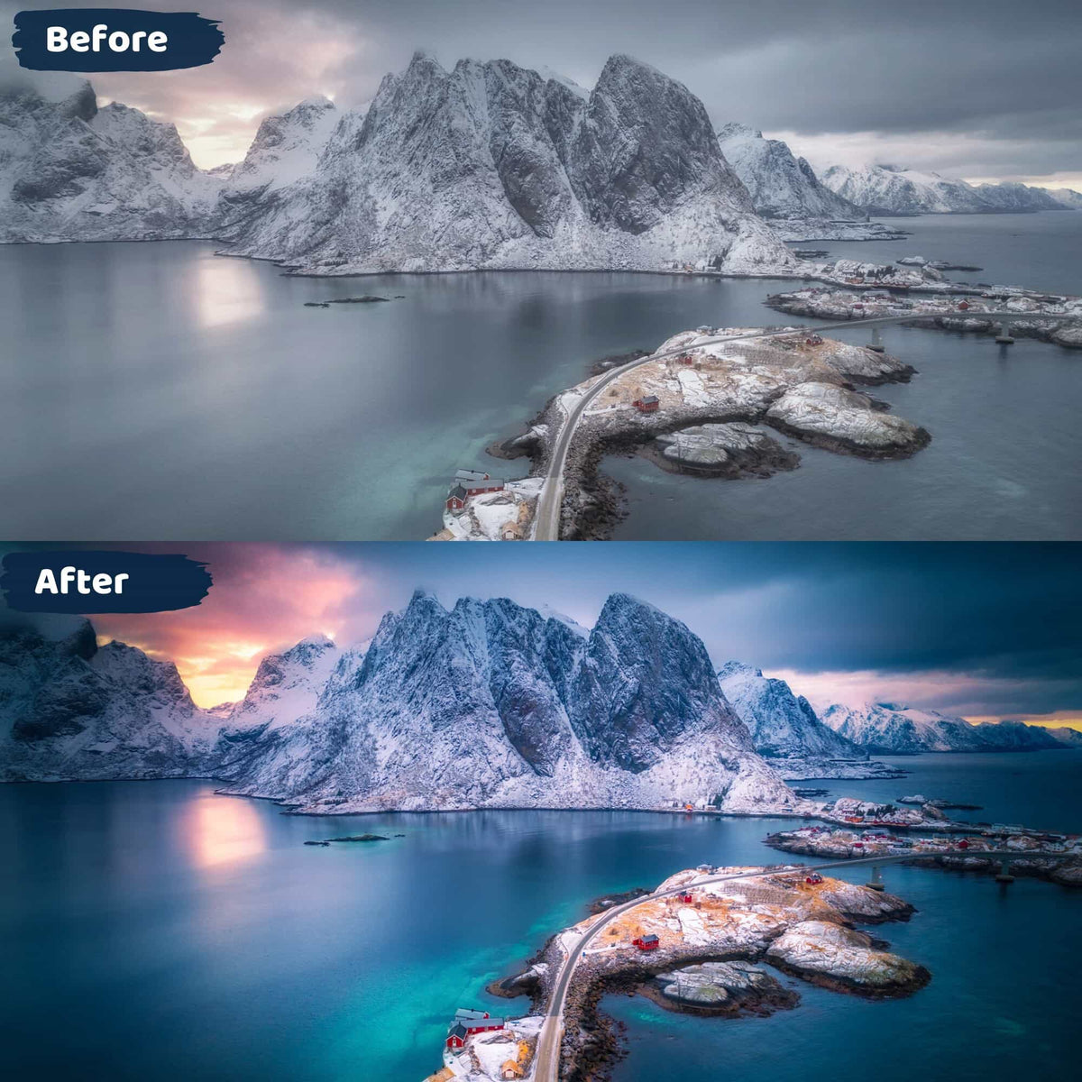 Moody Lightroom Presets Before and After