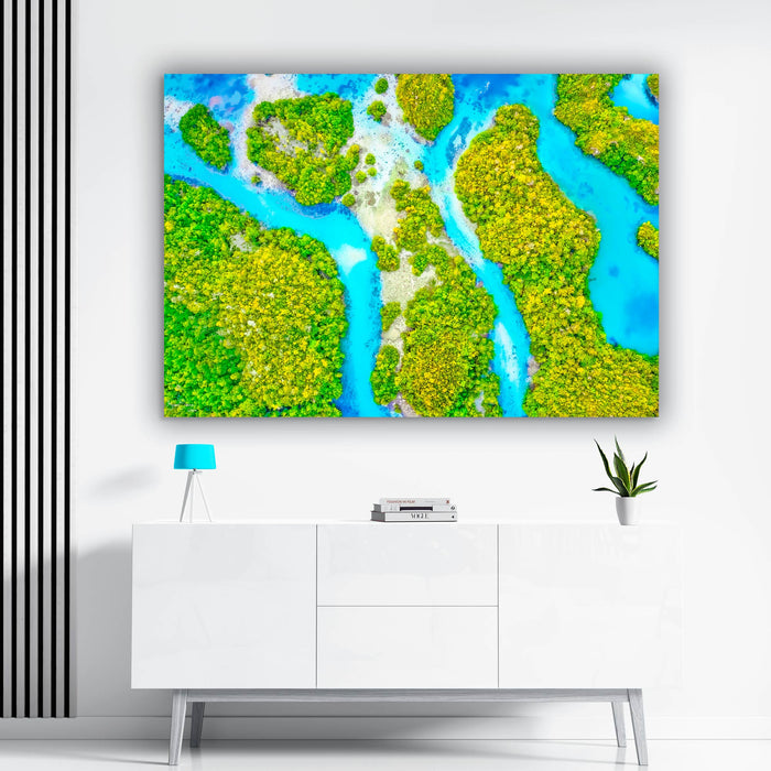 Nature-Luxury-Wall-Art-Aqua-Green-Trees-Aerial