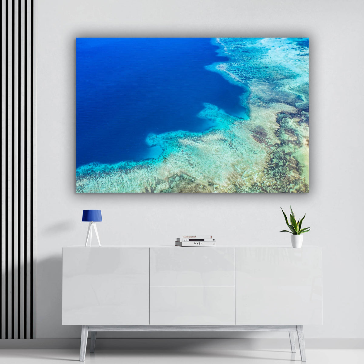 Ocean Luxury Wall Art Print Blue Abstract Artwork Coral Reef