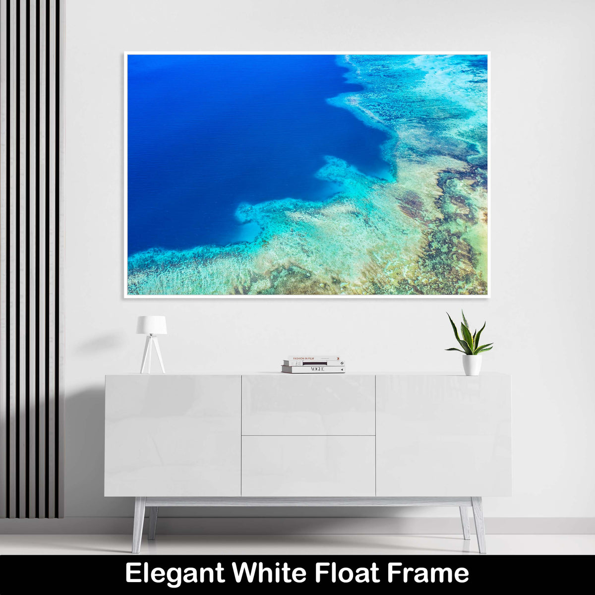 Ocean Luxury Wall Art Print Float Frame Blue Abstract Artwork Coral Reef