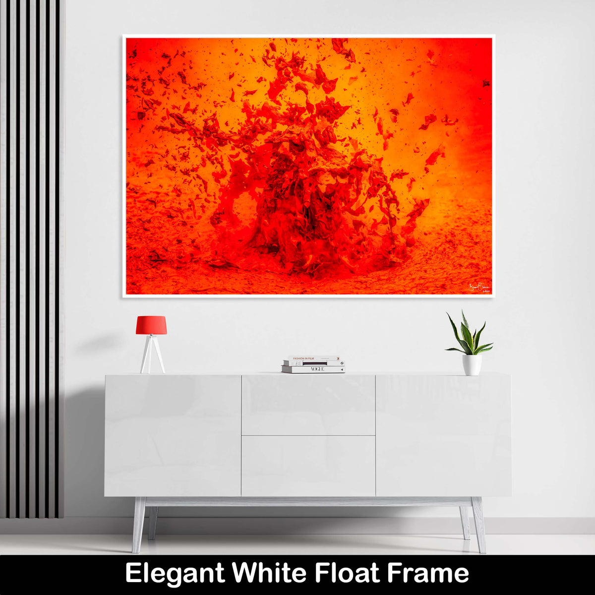 Orange-Large-Abstract-Luxury-Wall-Art-Print-Artistic-Explosion-White-Float-Frame