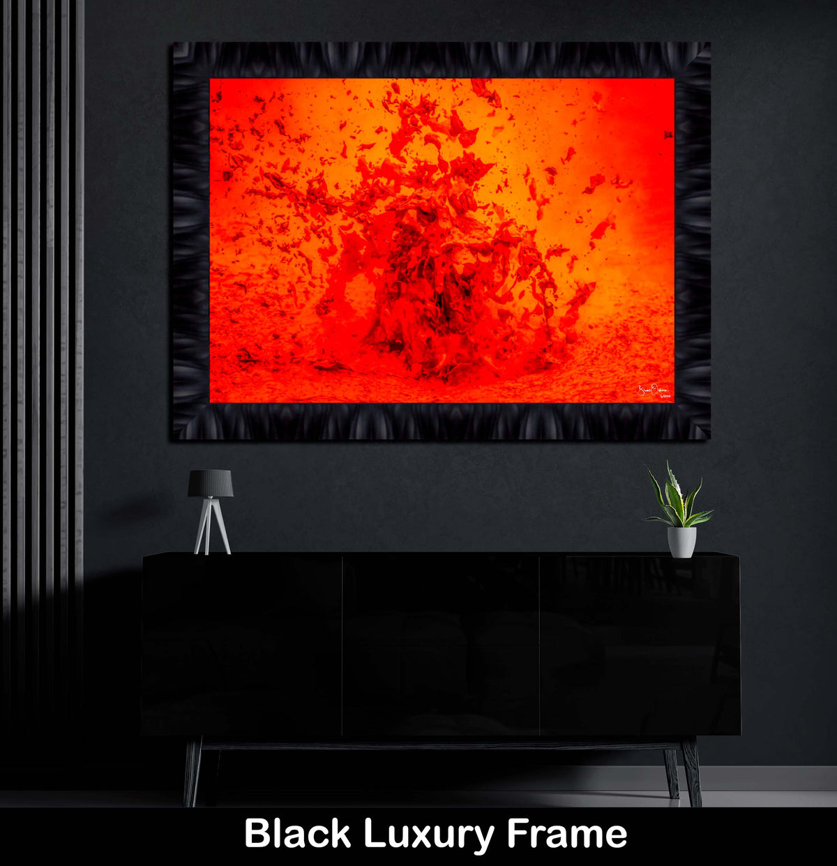 Orange Large Abstract Framed Wall Art Print Artistic Explosion Colorful