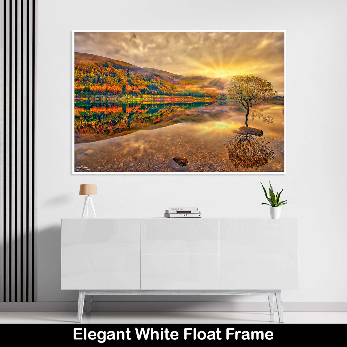 Sunrise-Rays-Fall-Colors-Yellow-Cream-Wall-Art-Print-Autumn-Fine-Art-for-Sale-Float-Frame