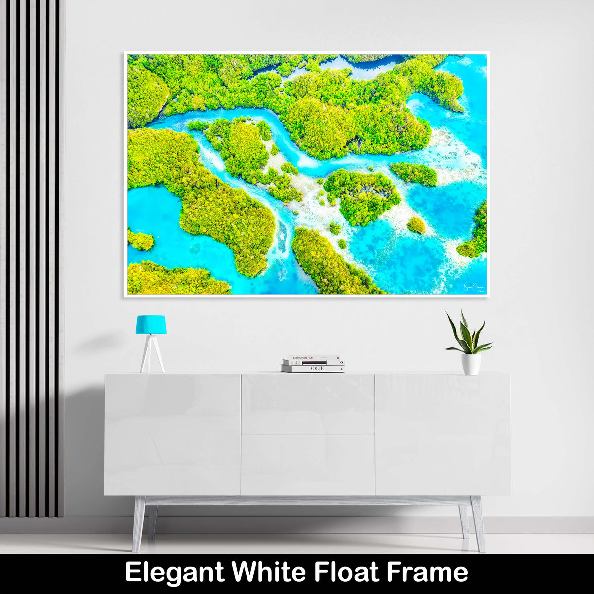 Tropical-Luxury-Wall-Art-White-Float-Frame-Aqua-Turquoise-Green-Pathways