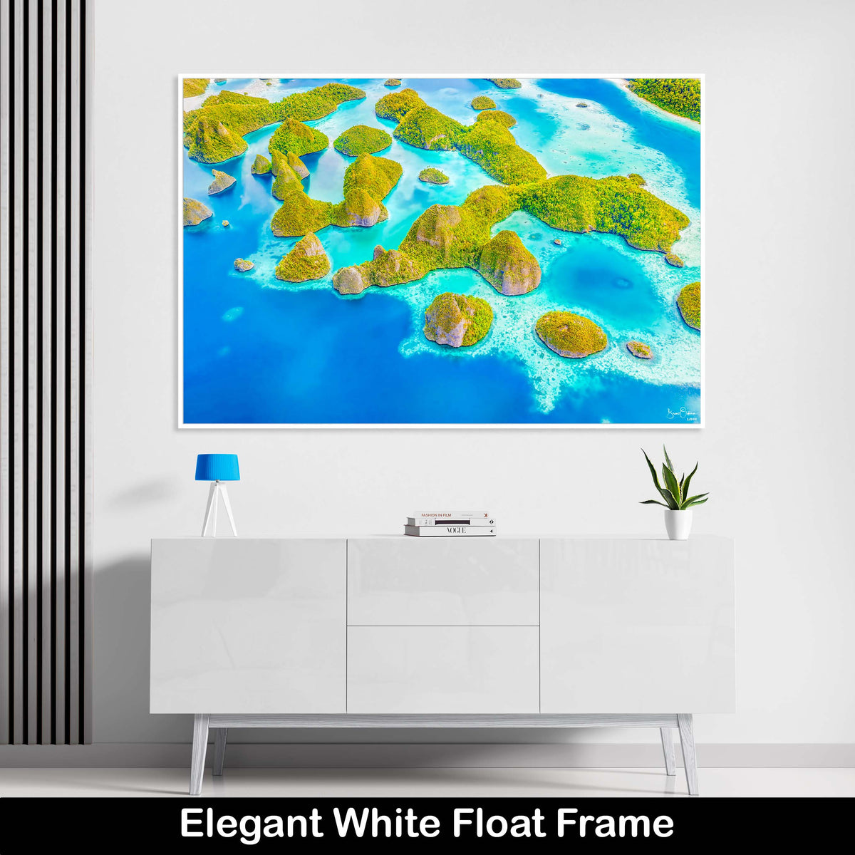 Tropical-Ocean-Blue-Luxury-Wall-Art-Print-Coral-Reefs-Textures-Float-Frame-White