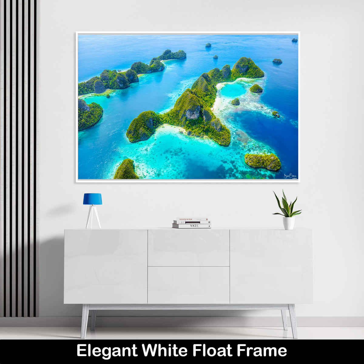 Turquoise-Blue-Ocean-White-Float-Frame-Luxury-Wall-Art-Print-Tropical-Coral-Reefs