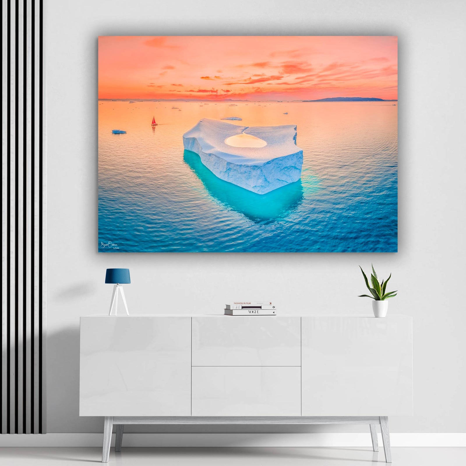Winter-Sunset-Luxury-Wall-Art-Print-Iceberg-Lake-in-Greenland