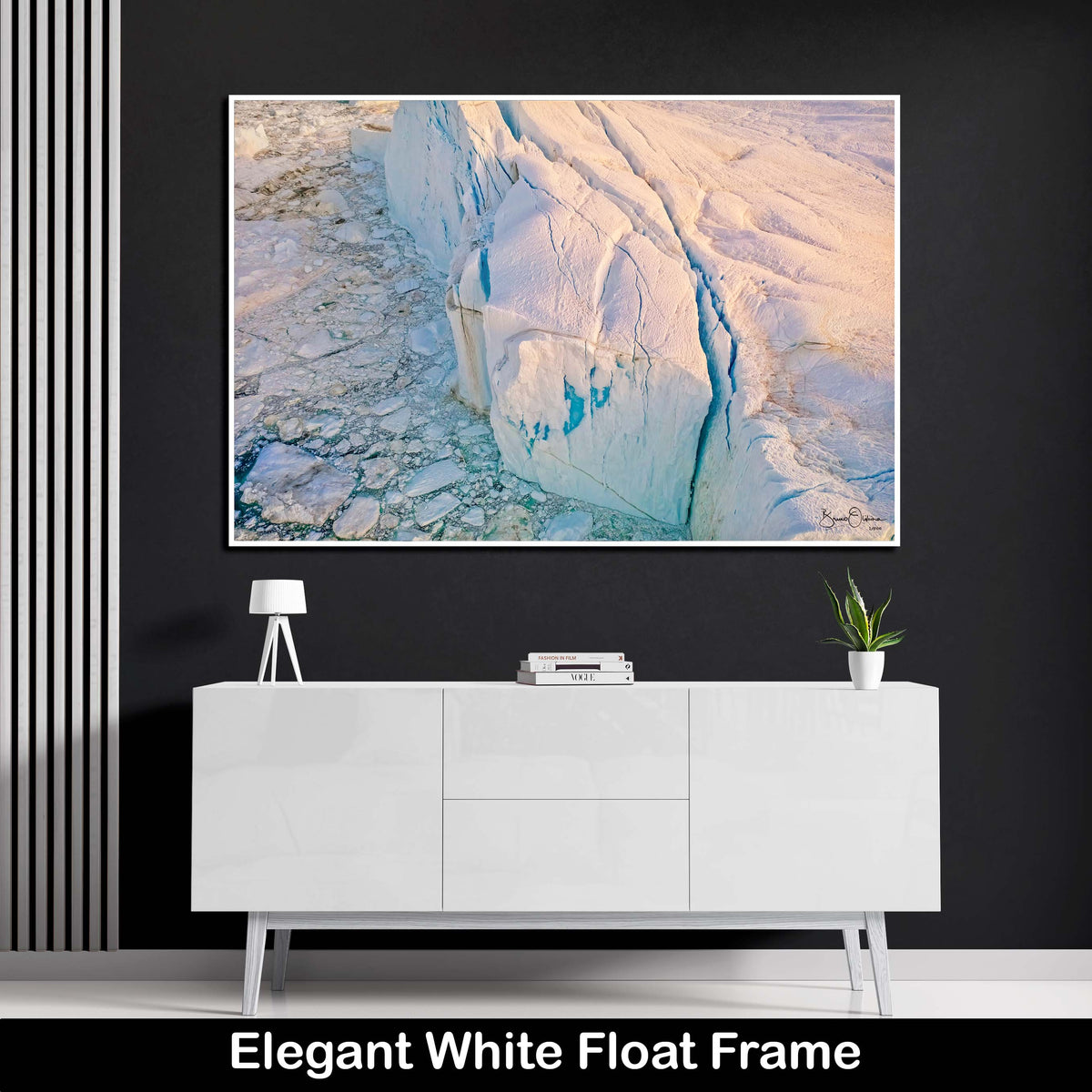 Winter Modern Elegant Float Frame Wall Art Print Modern Float Frame Fine Art Greenland Iceberg